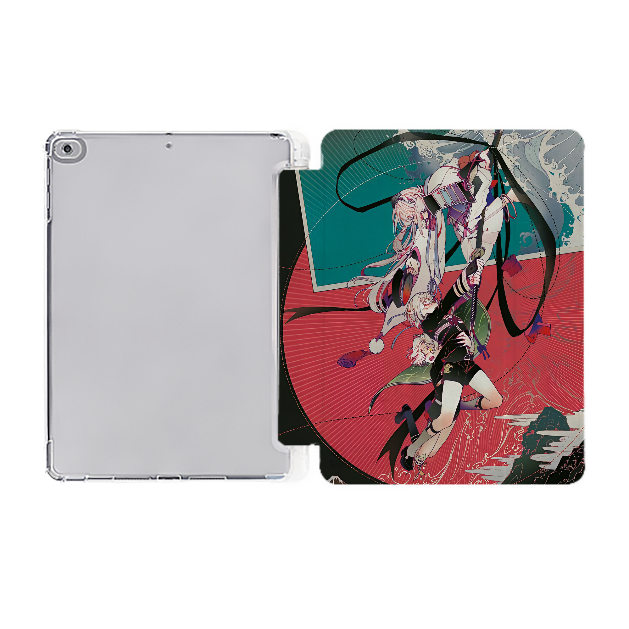 （画像用） 刀剣乱舞 Touken Ranbu IPad ケース ペン収納付き 三つ折りスタンド PUレザー×シリコン 対応機種9.5/10.5/10.9インチ
